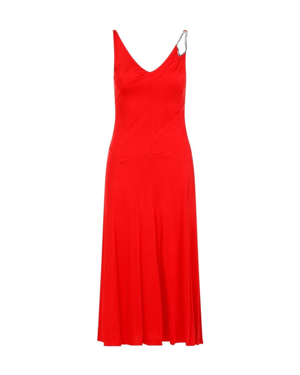 Lanvin Red Sleeveless A-Line Midi Dress
