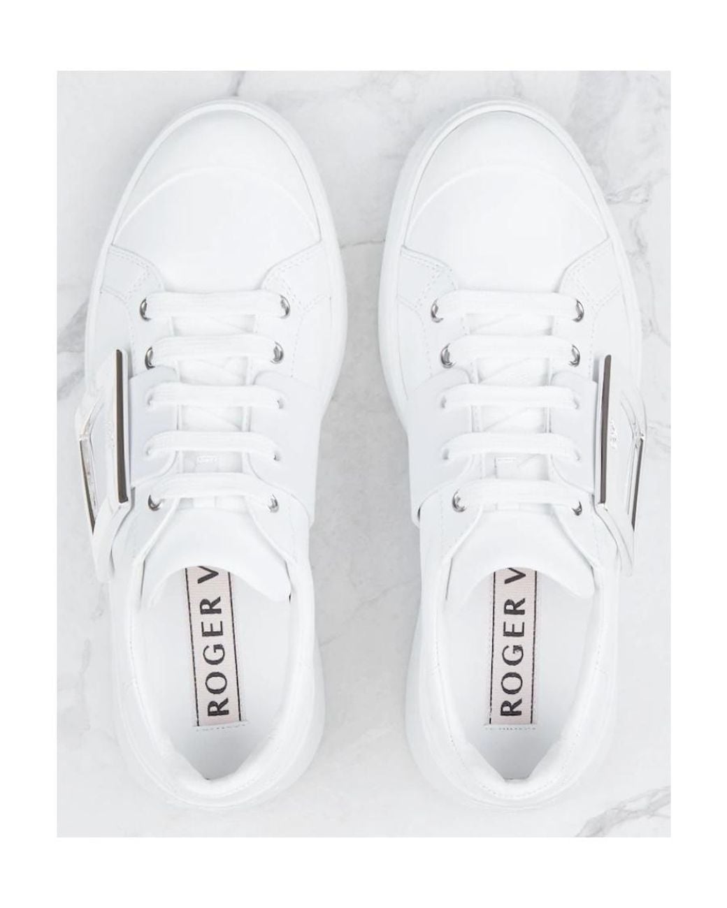 Roger Vivier White Viv' Skate Metal Buckle Sneakers