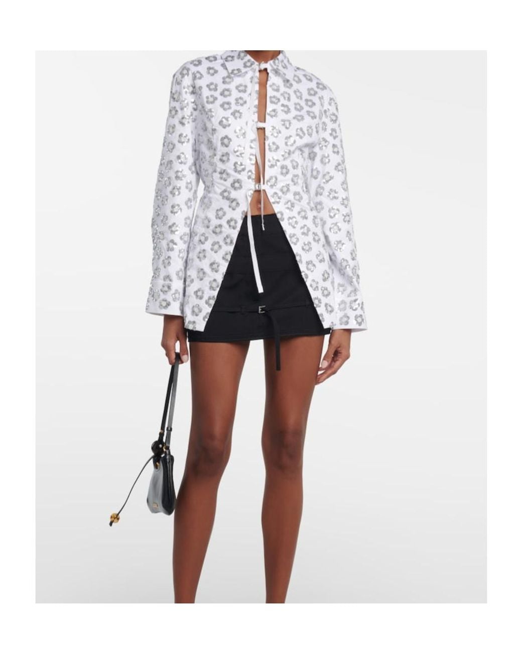 Jacquemus White Lavoir Sequinned Cotton-Blend Shirt