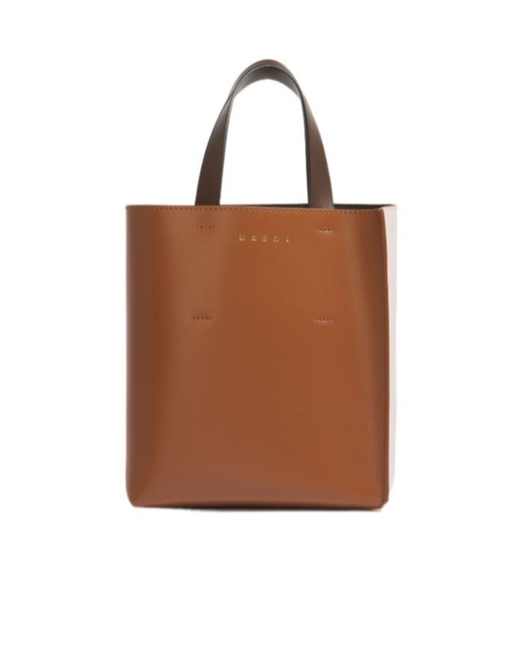 Marni Brown Logo Printed Two-Toned Tote Bag