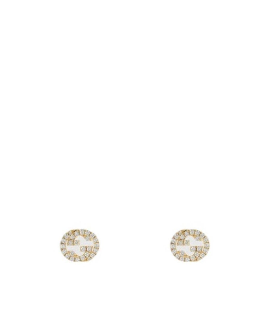 Gucci White Interlocking Studs With Diamonds