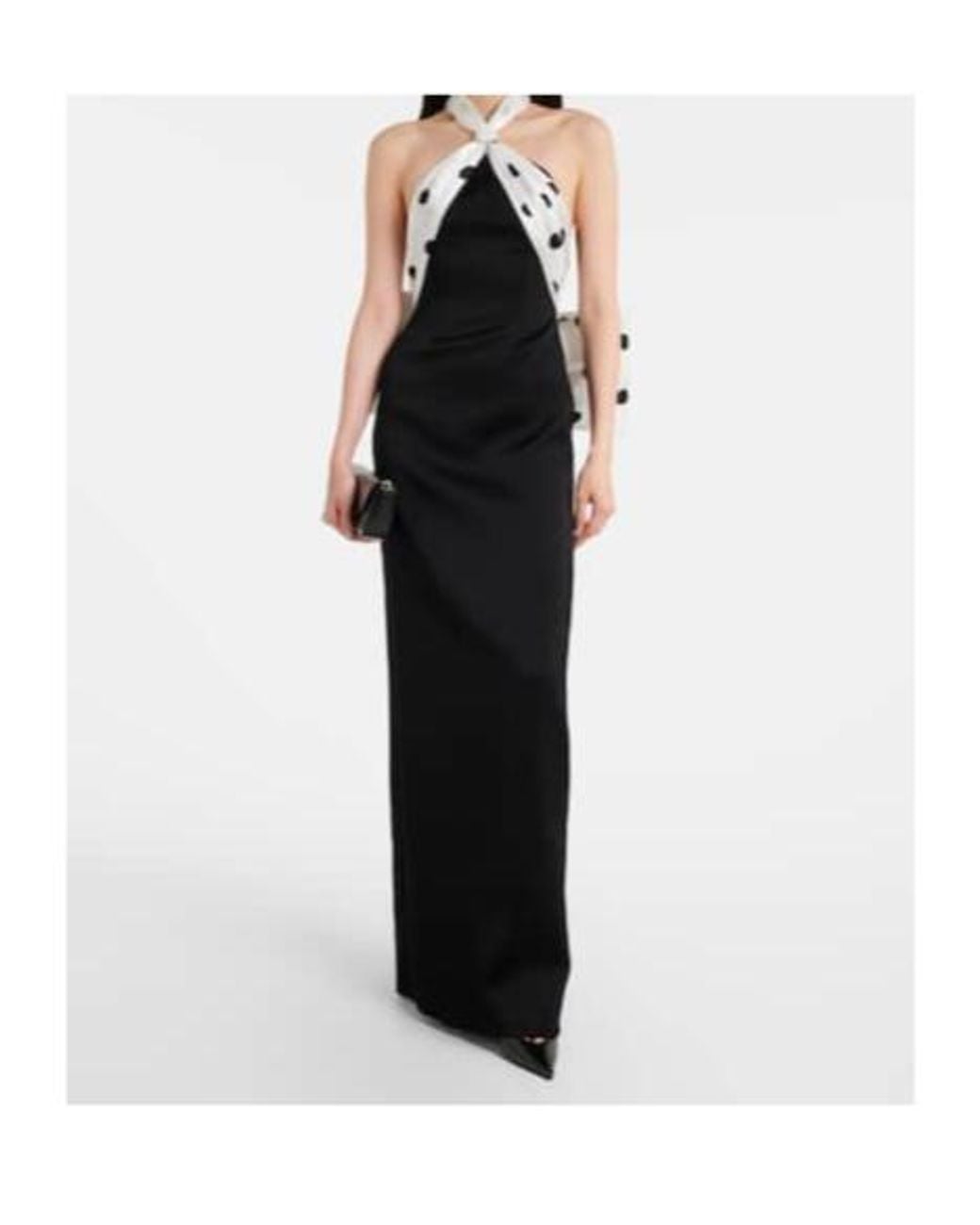 David Koma Black Polka-Dot Halterneck Gown
