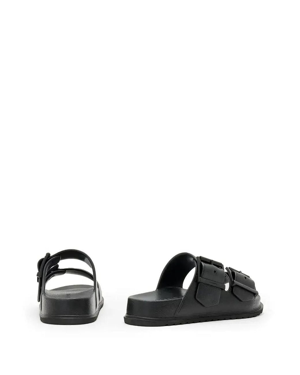 AllSaints Black Double-Buckle Sandals