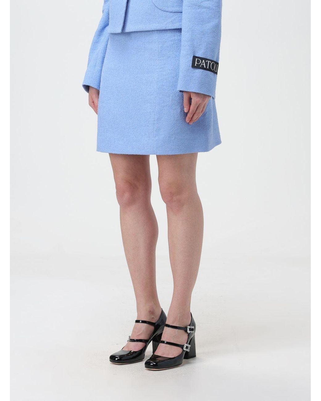 Patou Blue High-Waisted Zipped Mini Skirt