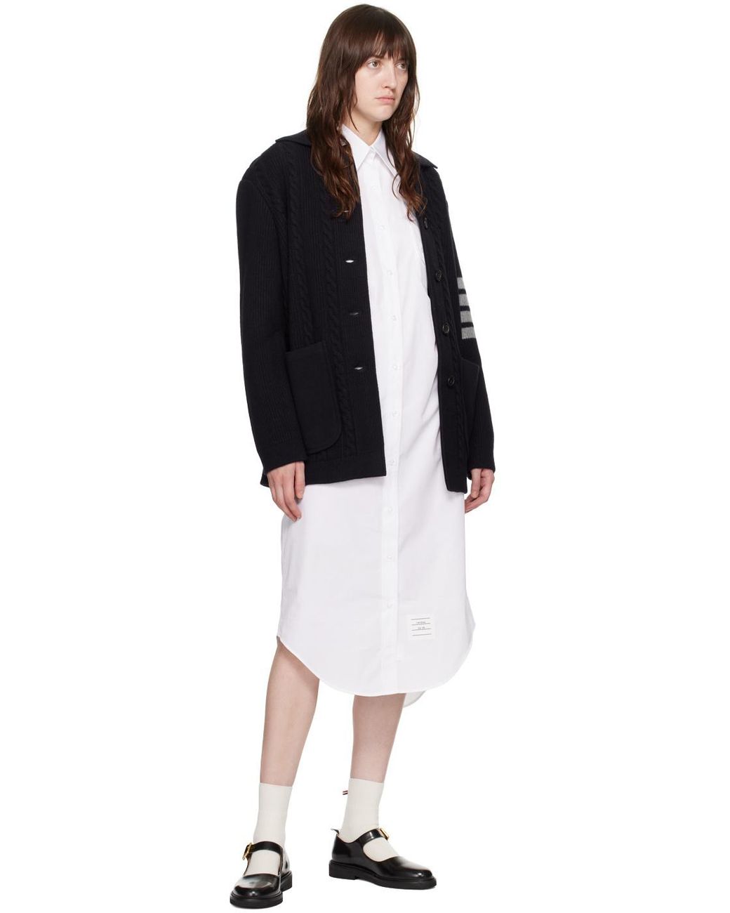 Thom Browne Blue 4 Bar Button-Up Cardigan