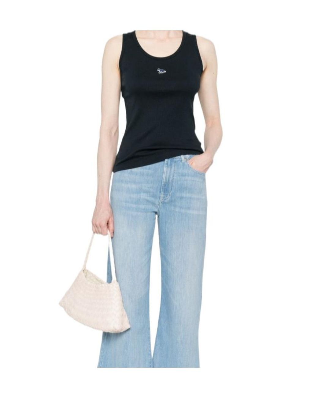 【美品】BABY FOX RIBBED TANK TOP Maison Kitsuné Maison Kitsuné Baby Fox Ribbed Tank Top in Blue for