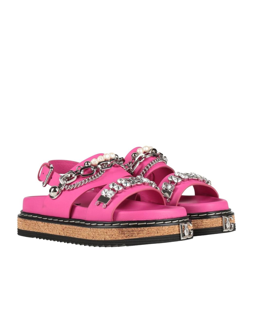 Dolce & Gabbana Pink Minimalist Leather Sandals