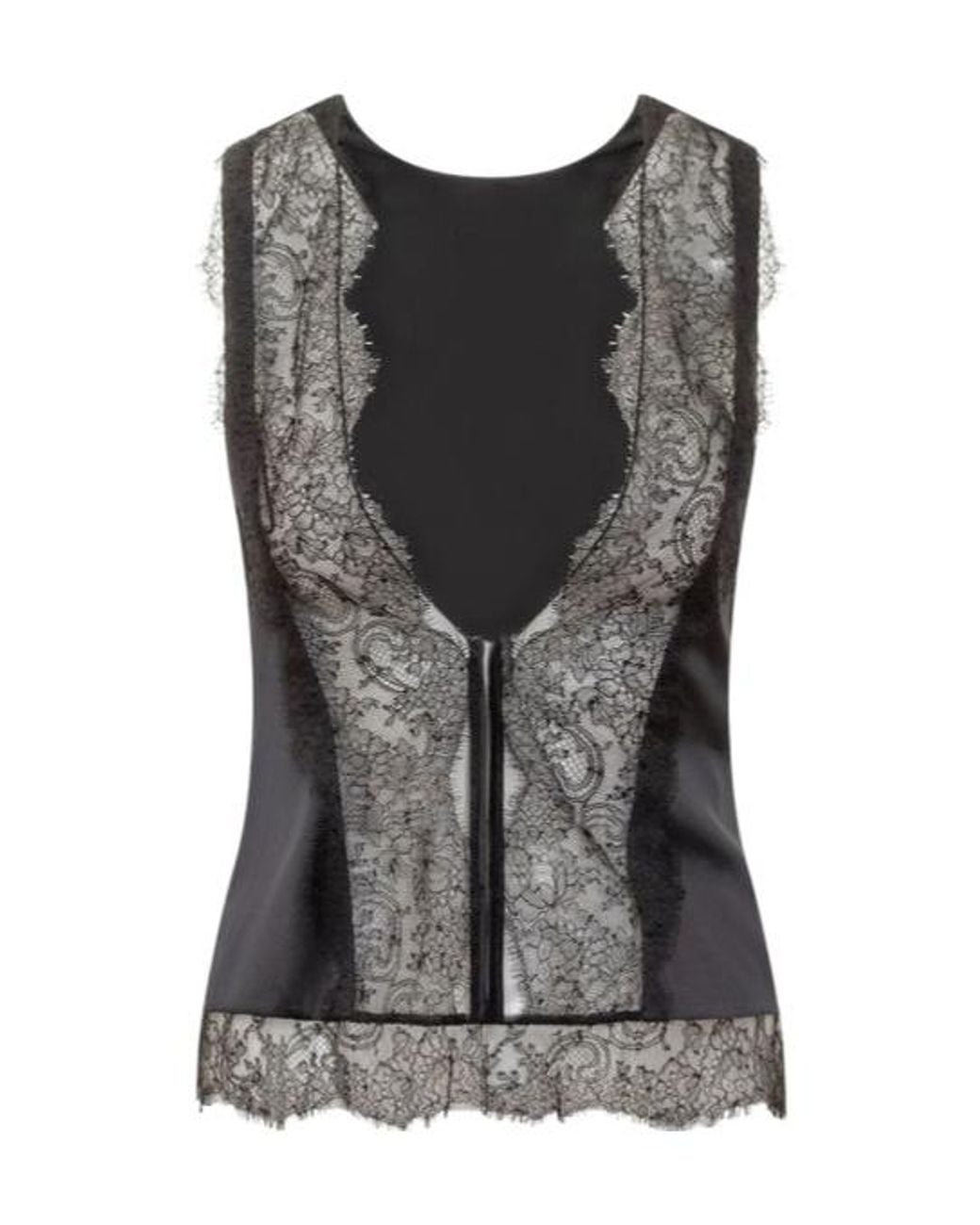 Tom Ford Black Lace Trim Sleeveless Top