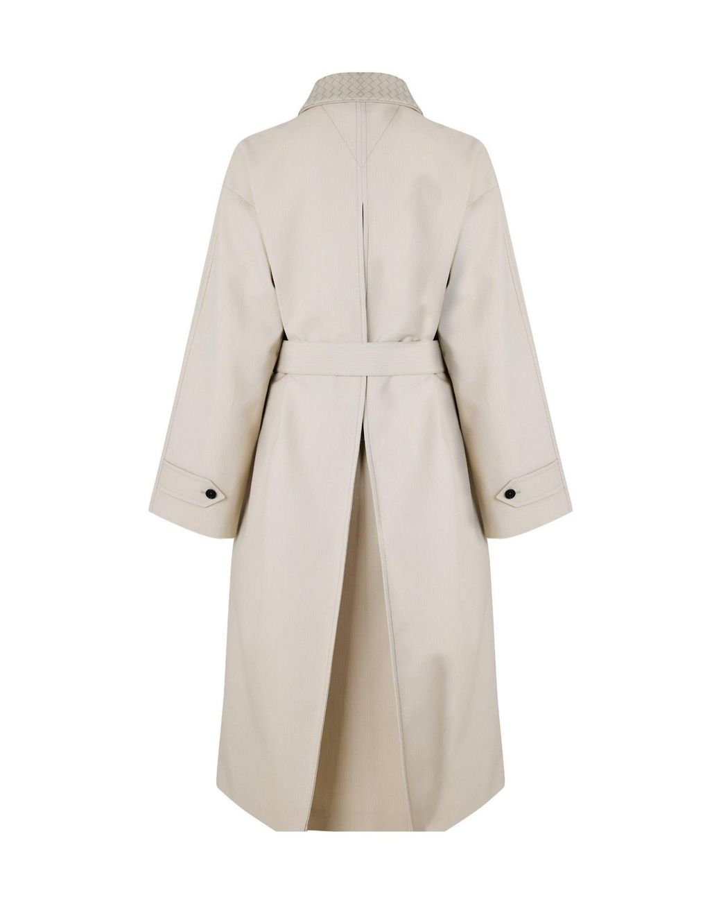 Bottega Veneta Natural Mid-Length Stand-Collar Trench Coat