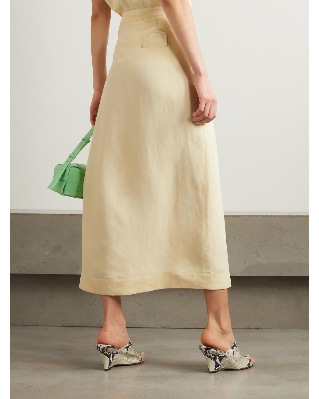 Blazé Milano Natural Silk-Blend Twill Midi Skirt