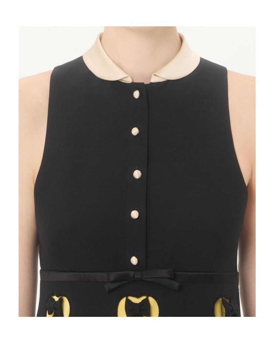 Valentino Black Collared Sleeveless Dress