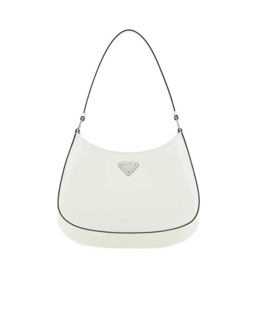 Prada White Cleo Brushed Leather Shoulder Bag