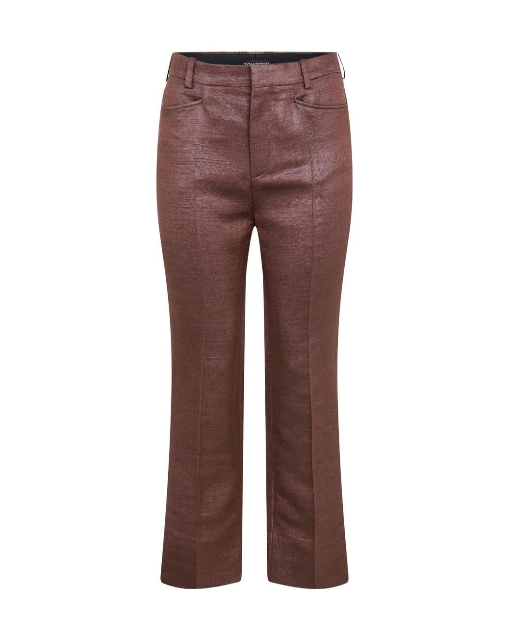 Tom Ford Brown Faux Leather Flared Trousers