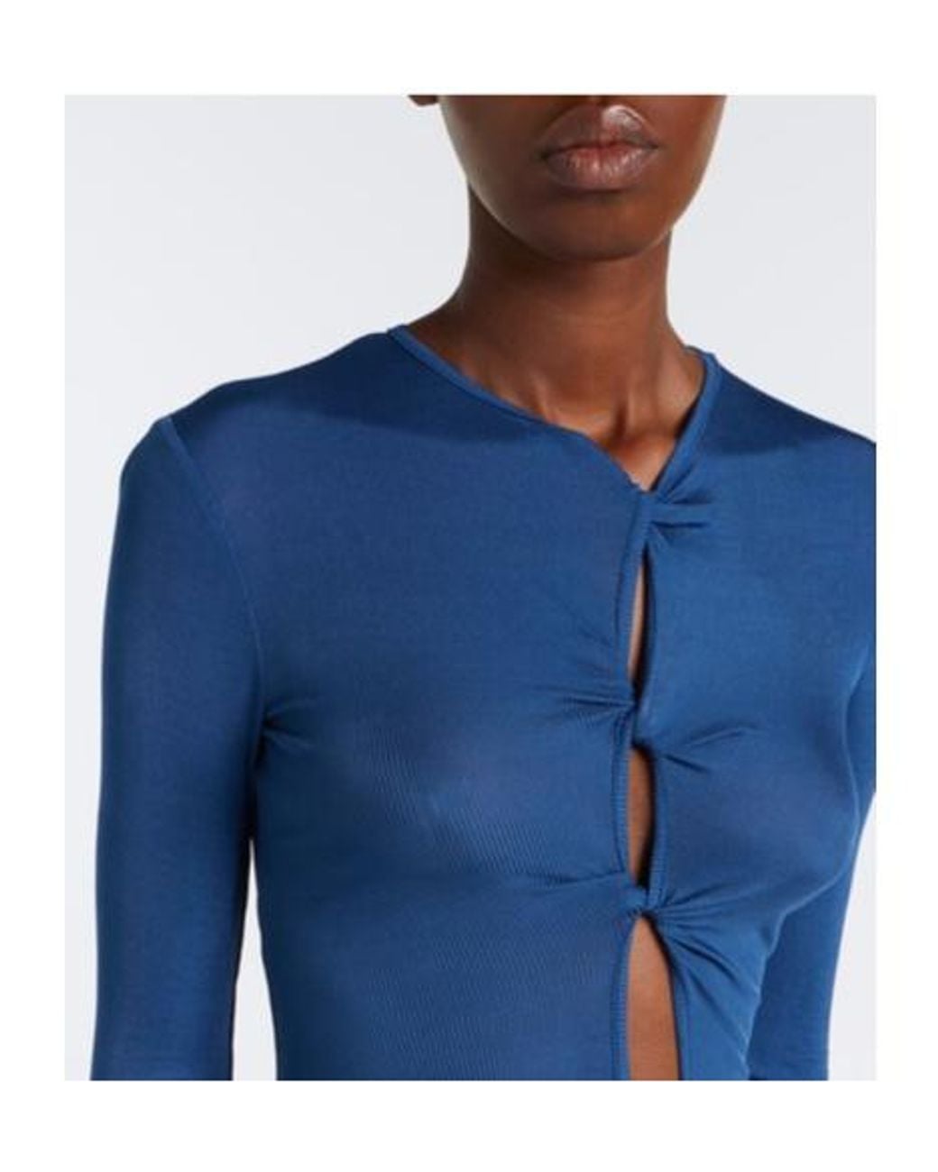 Christopher Esber Blue Cutout Ruched Jersey Maxi Dress