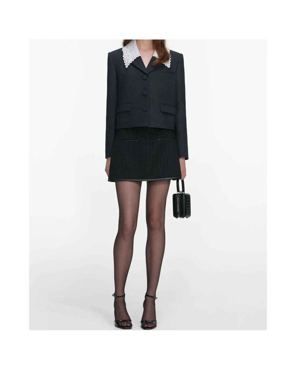 Self-Portrait Black Collared Jacket