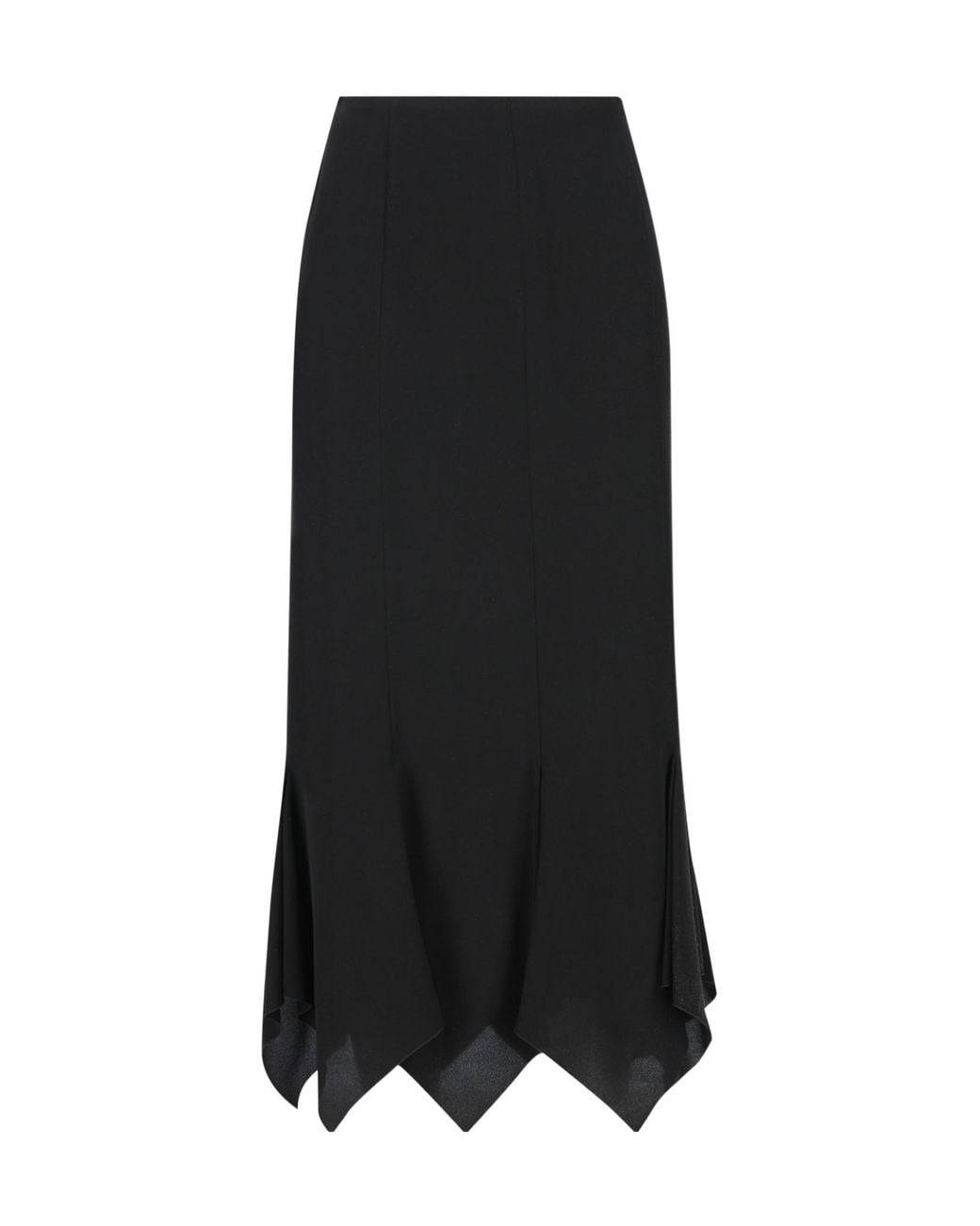 Valentino Black Pleat Detailed Asymmetric-Hem Skirt