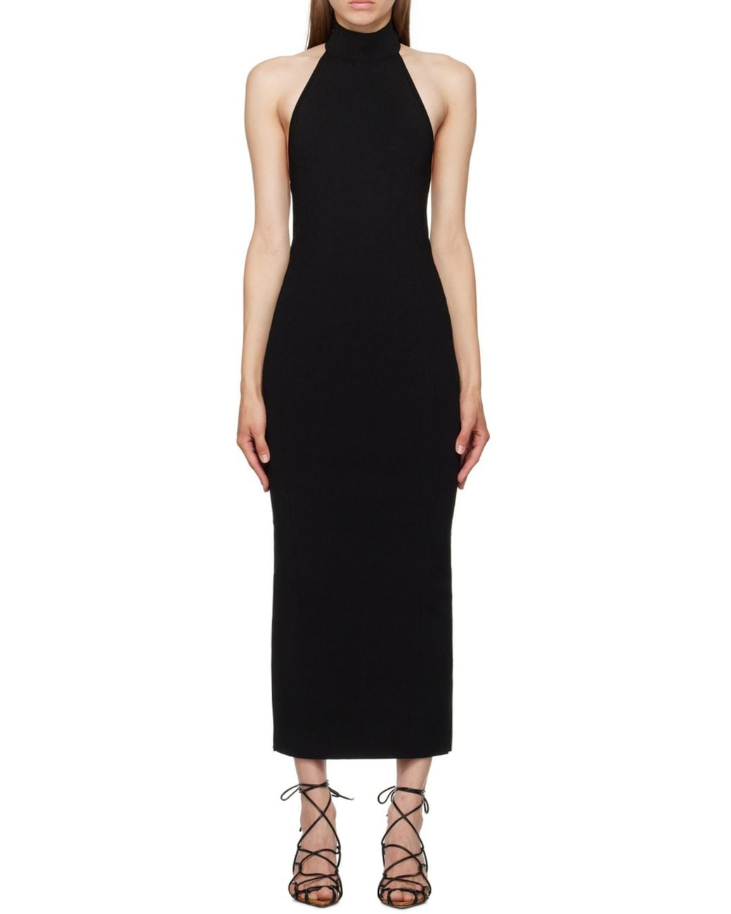 Khaite Black Suzanne Halter-Neck Midi Dress