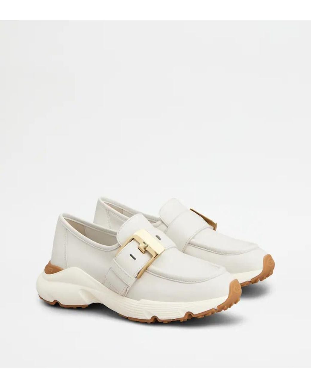 Tod's White Buckle-Strap Slip-On Sneakers