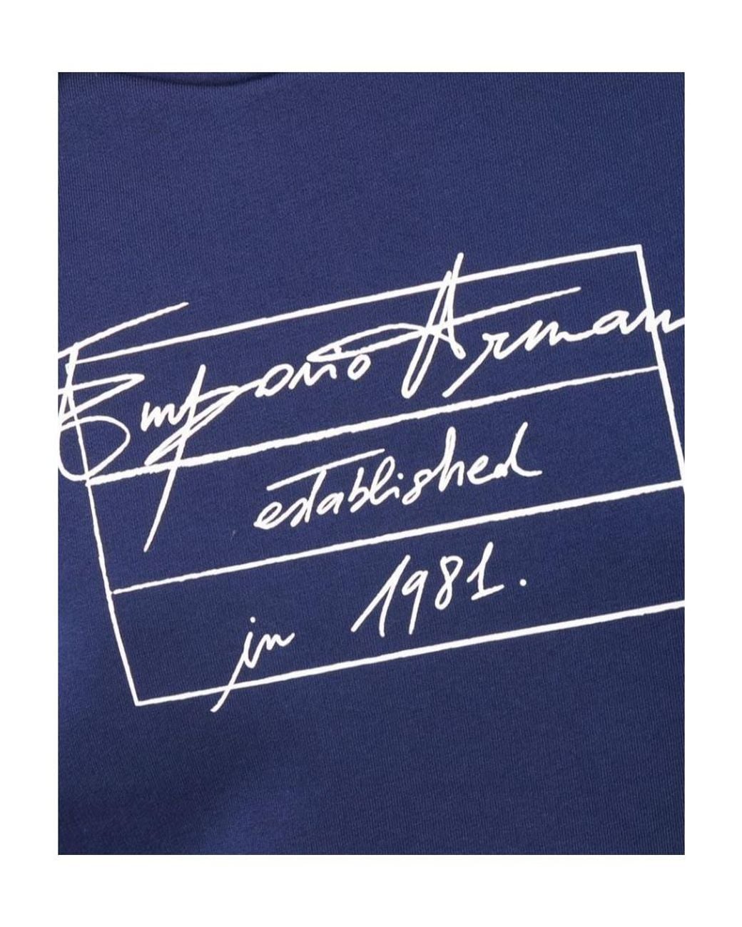 Emporio Armani Blue Signature Logo-Print Long-Sleeve Sweatshirt