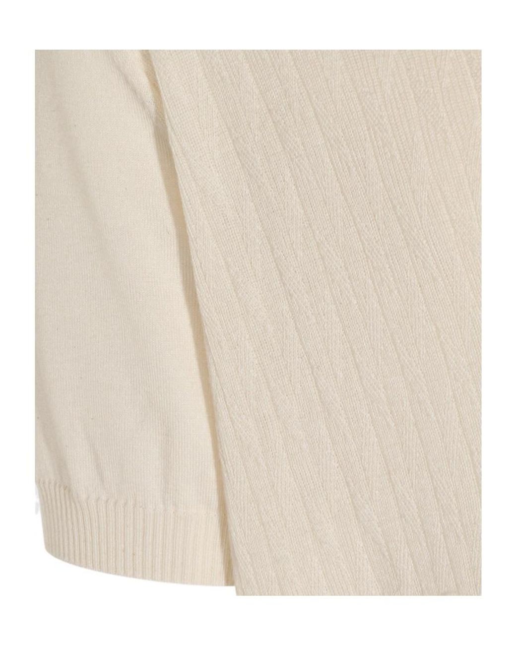 Canali White Textured Knit Polo Top for men