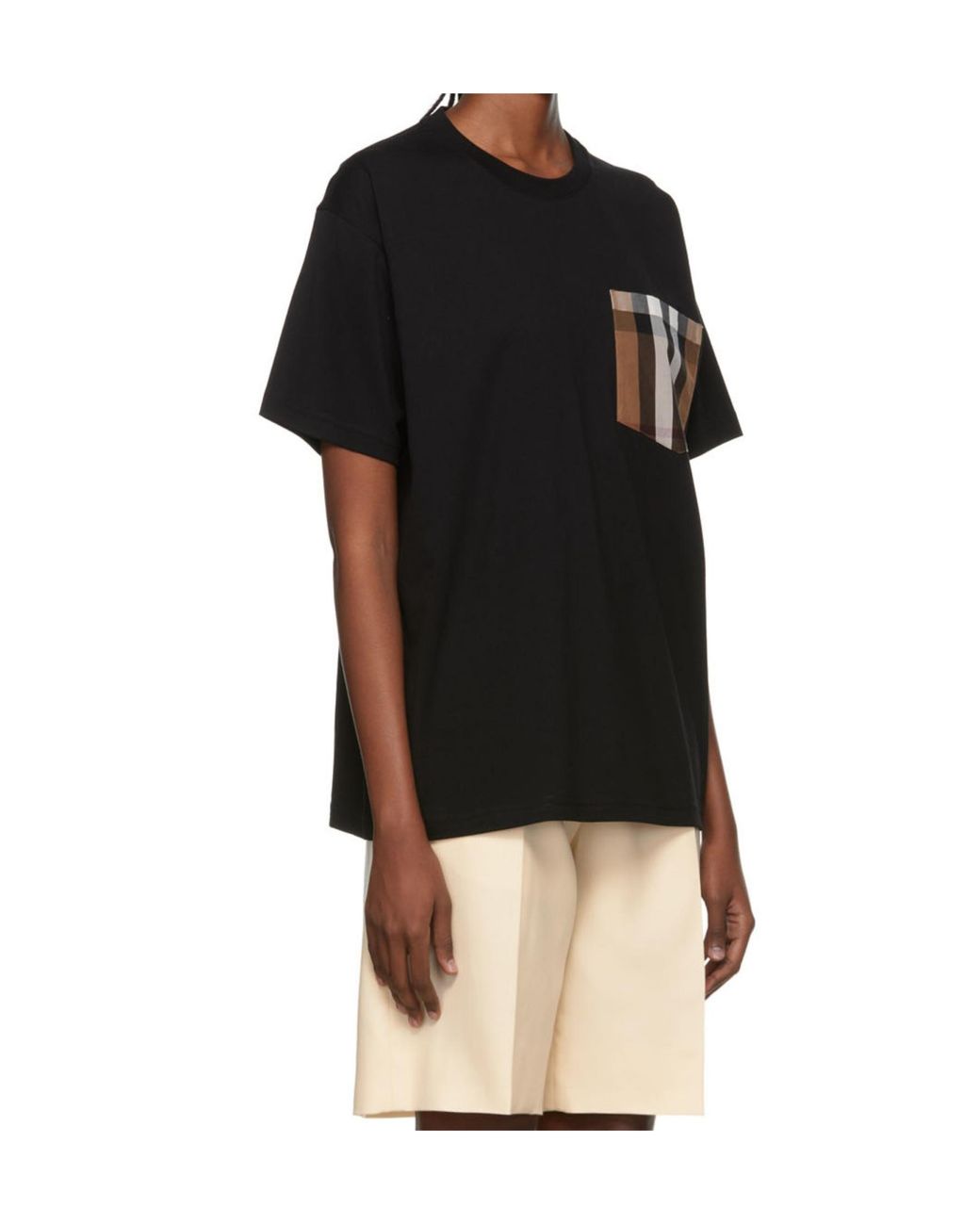 Burberry Black Carrick Check Printed Crewneck T-Shirt