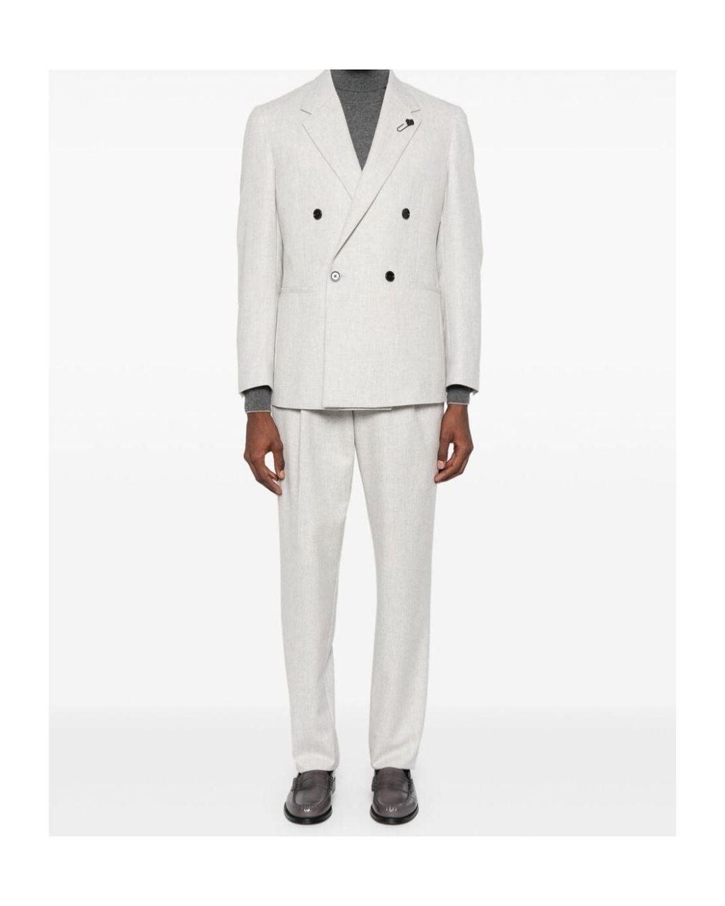 Lardini White Double-Breasted Suit for men