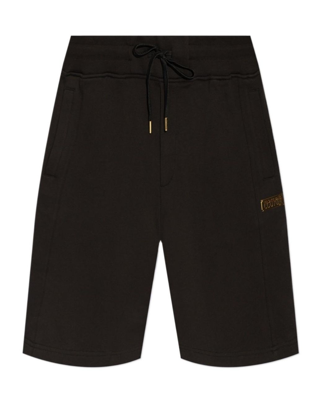 Versace Jeans Black Couture Logo Embellished Shorts for men
