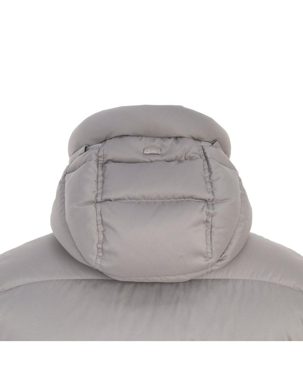 Herno Gray Quilted Hooded Down Jacket for men