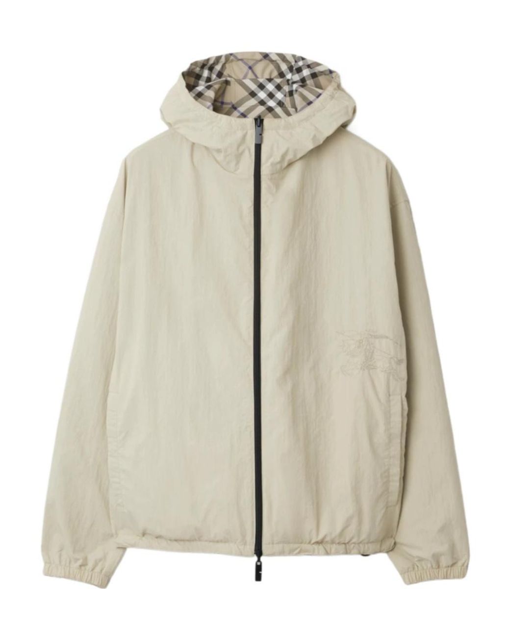 Burberry Gray Equestrian Knight Check Hooded for men