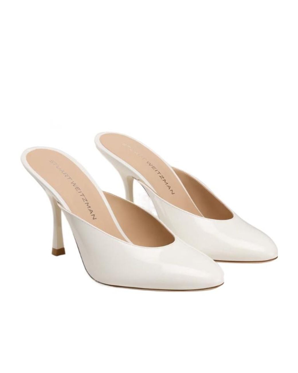 Stuart Weitzman White Madison Mule 85