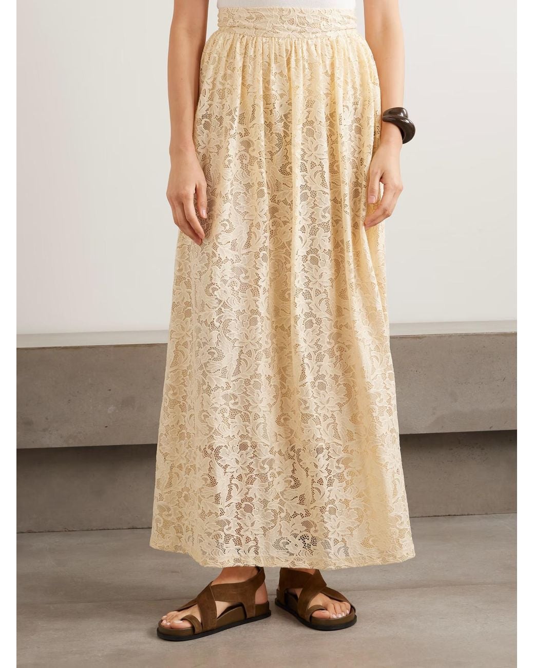 Zimmermann Natural Flower-Lace Maxi Skirt