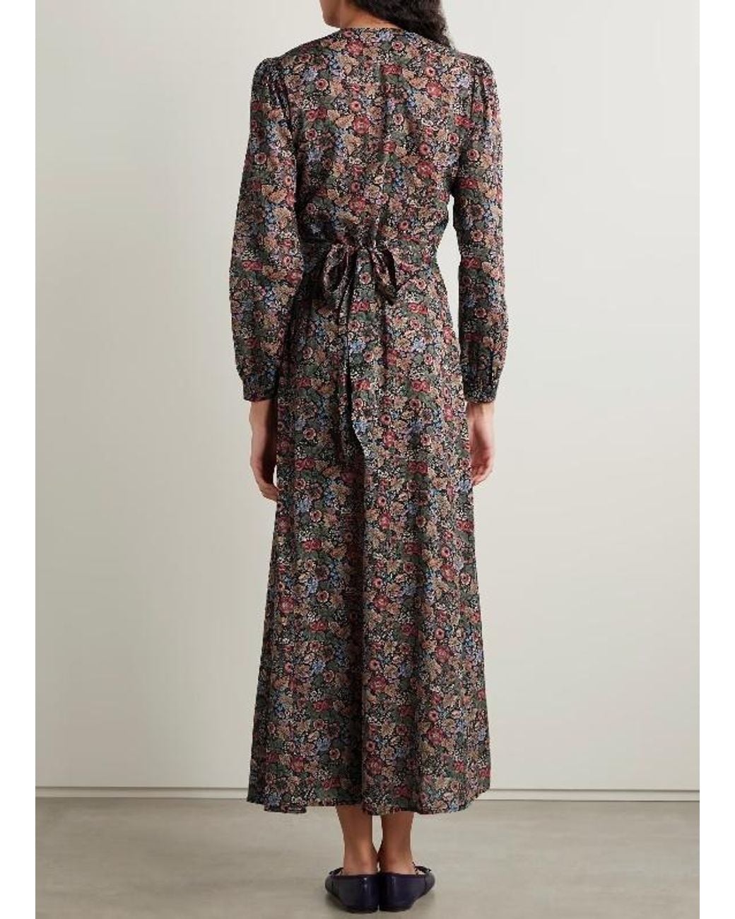 Doen Gray Charleston Floral-Print Organic Cotton-Voile Midi Dress