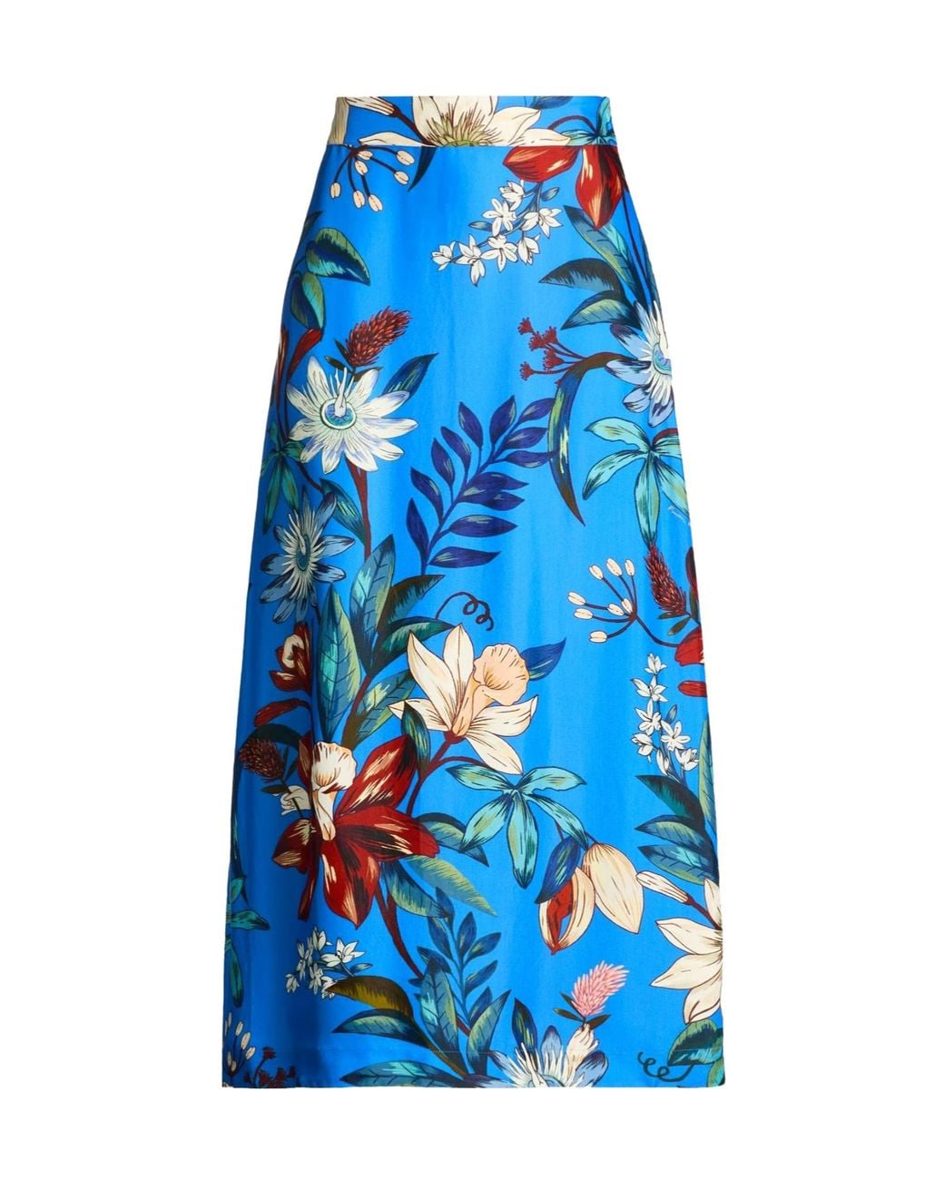 Farm Rio Blue Floral Midi Skirt