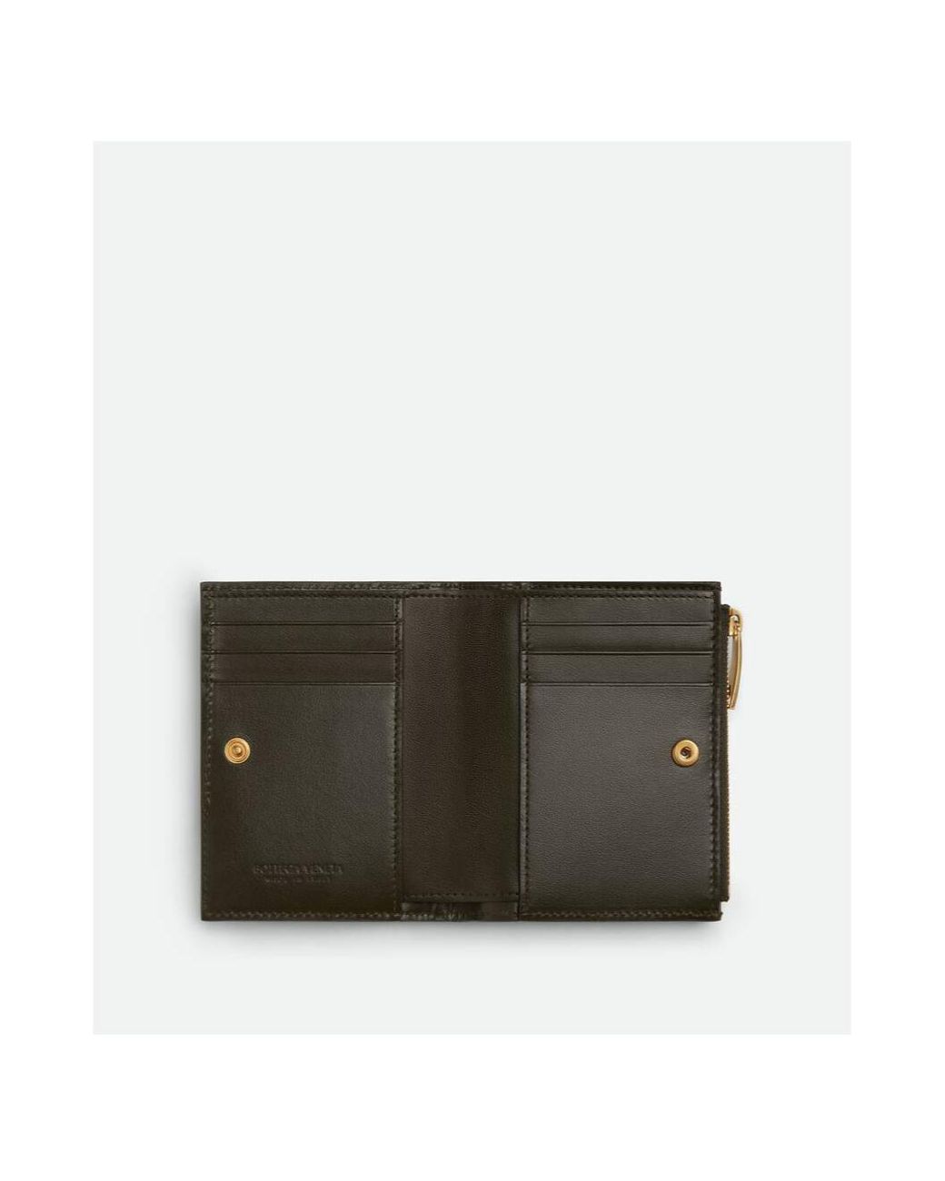 Bottega Veneta Green Intrecciato Diagonal Small Bi-Fold Wallet