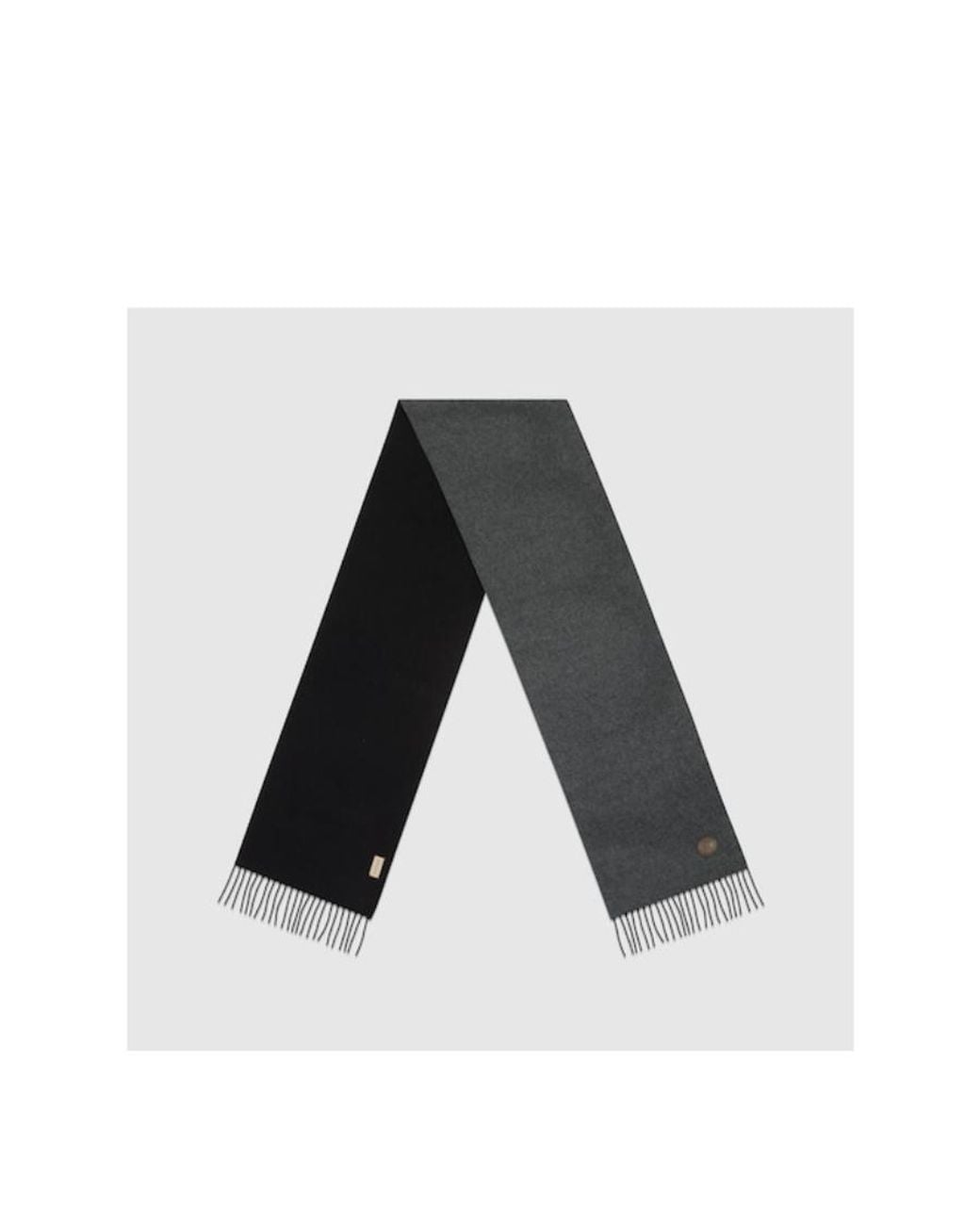 Gucci Gray Logo Patch Fringed Scarf for men