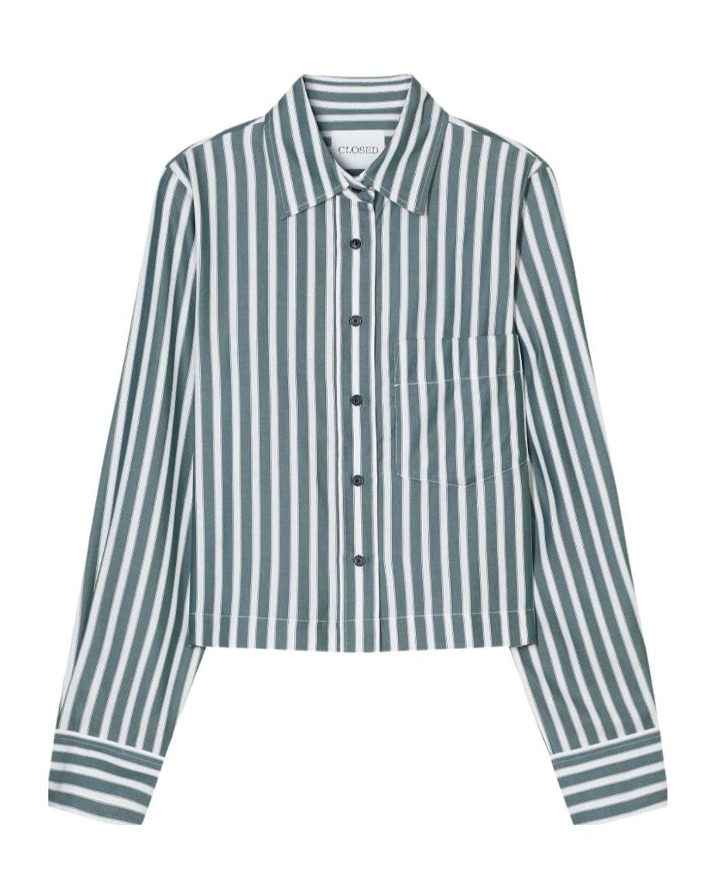 Closed Blue Striped Long-Sleeve Shirt