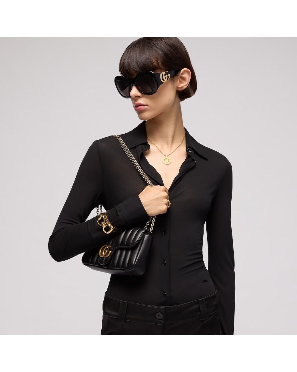 Gucci Black Jetset Gg Marmont Small Shoulder Bag