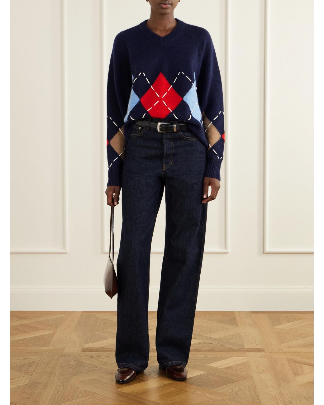 arch4 Blue Argyle Cashmere Sweater