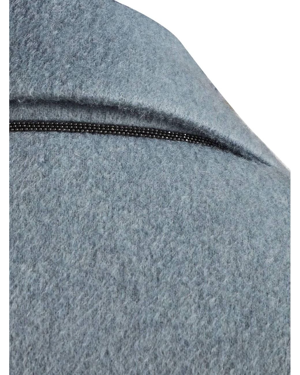 Brunello Cucinelli Blue Cashmere Midi Coat