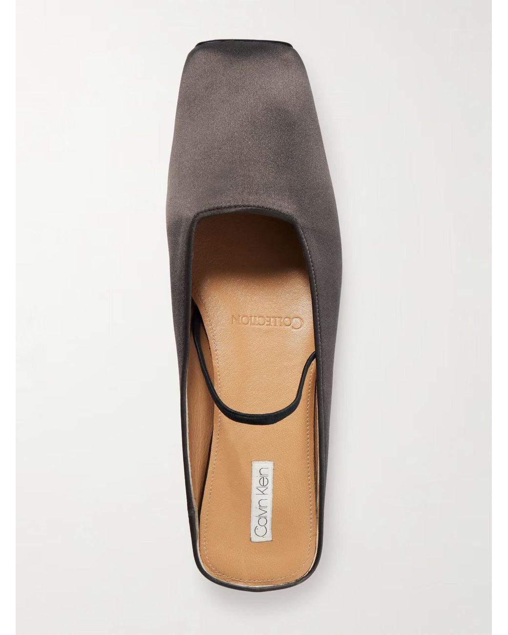 Calvin Klein Brown Satin Slingback Flats