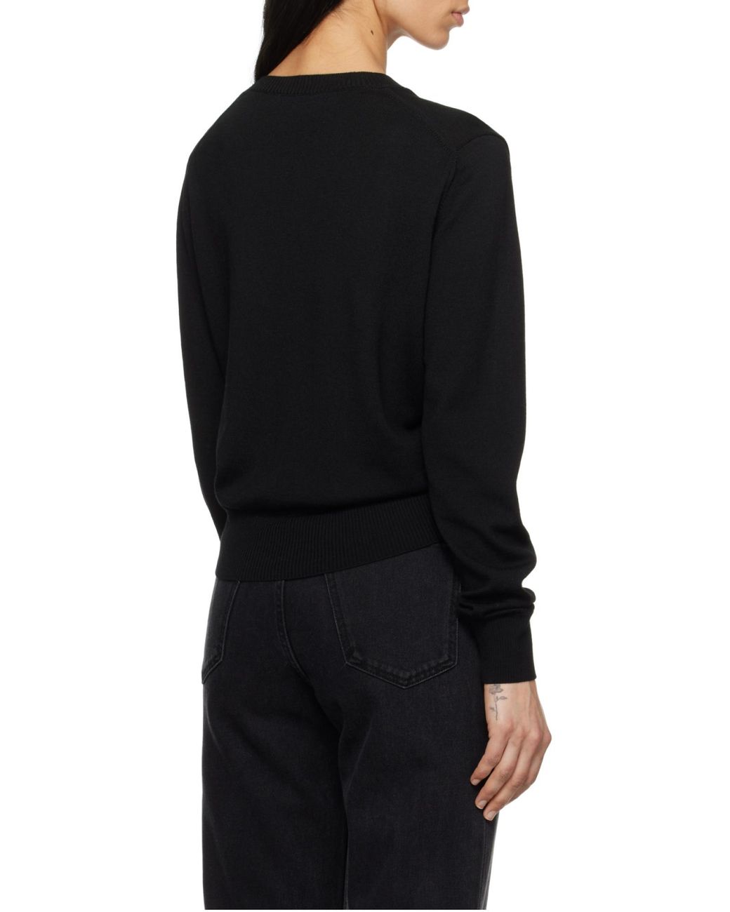 AMI Black Logo Embroidered Crewneck Jumper for men