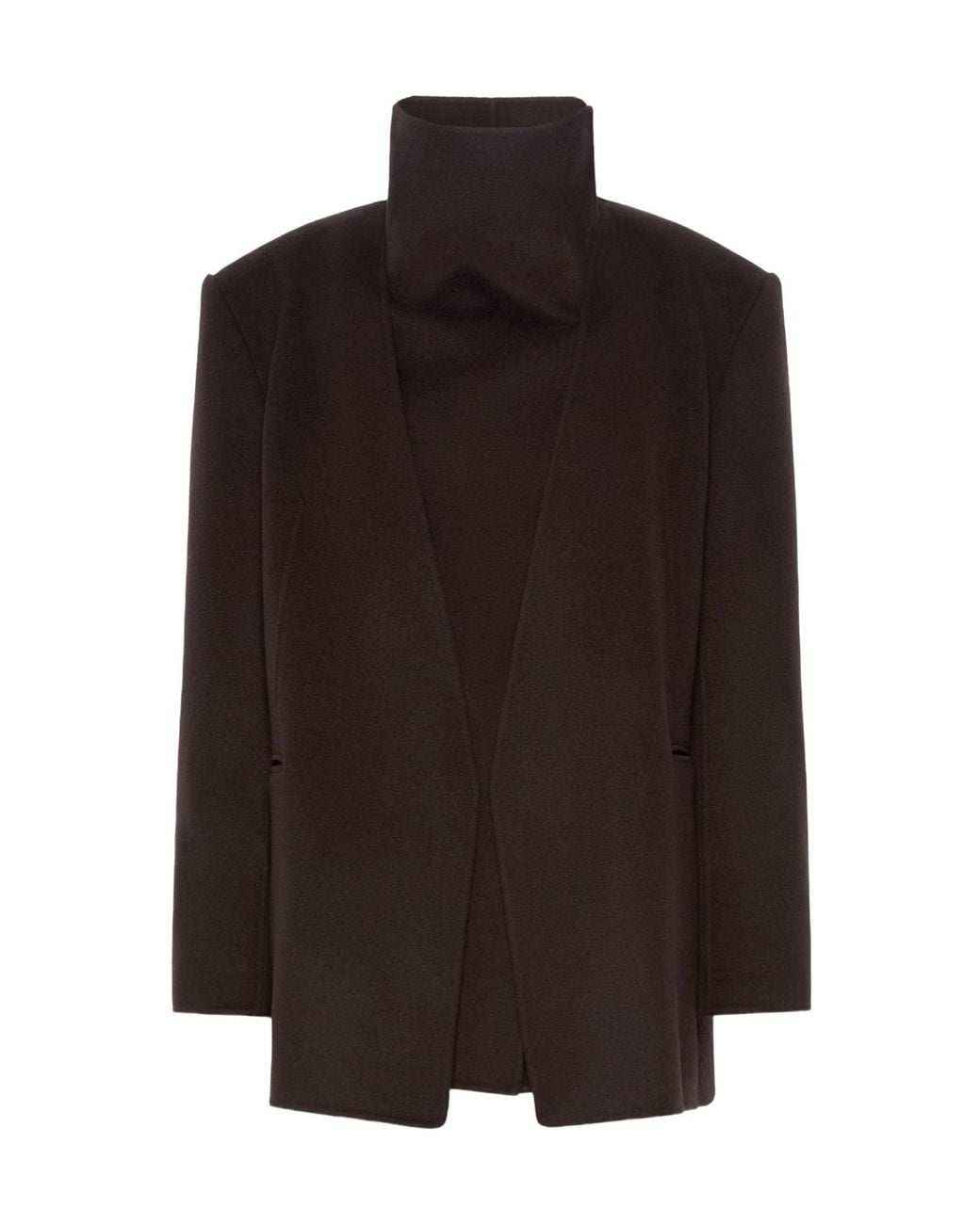 Sportmax Brown High-Neck Virgin Wool Jacket