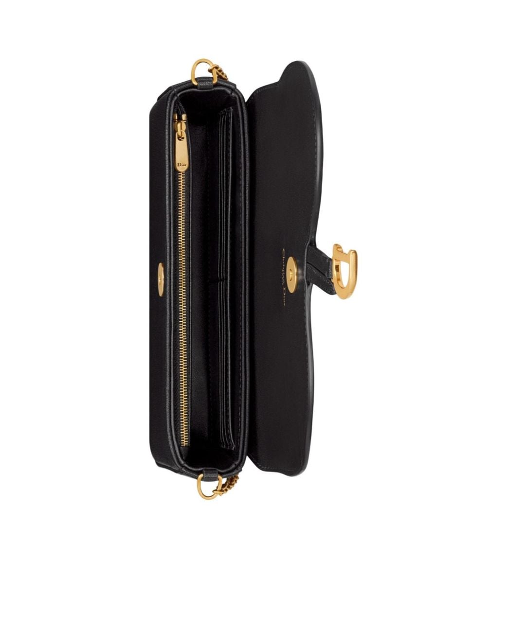 Dior Black Medium Saddle Pouch With Chain