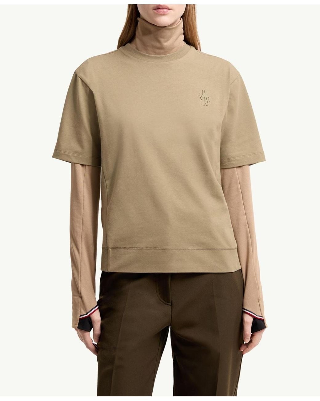 Moncler Natural Logo Patch Cotton Blend T-Shirt (Three Pack)