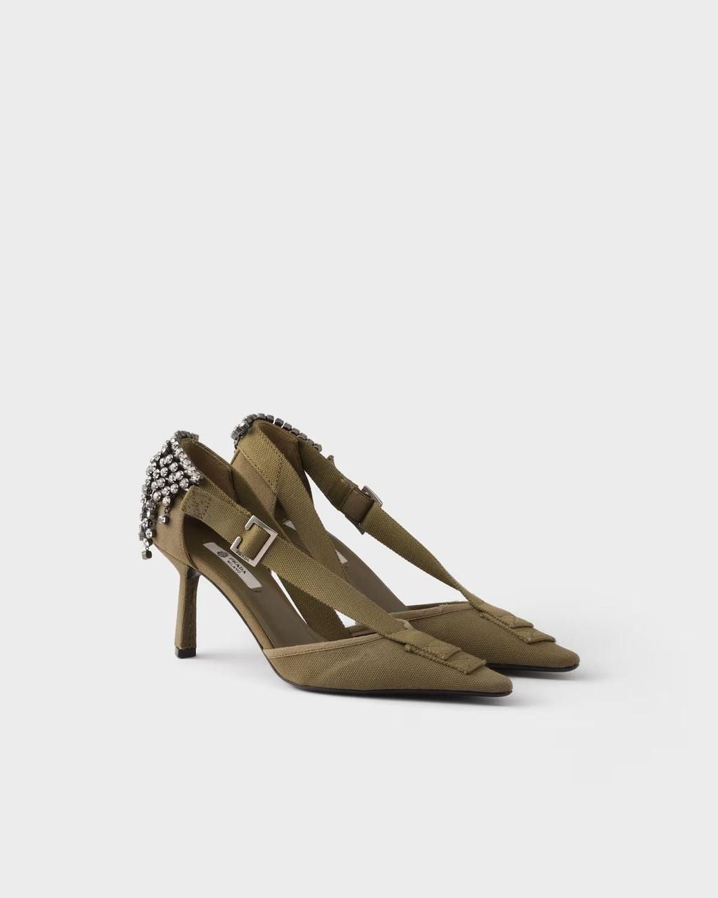 Prada Brown Embellished Pointed-Toe Pumps