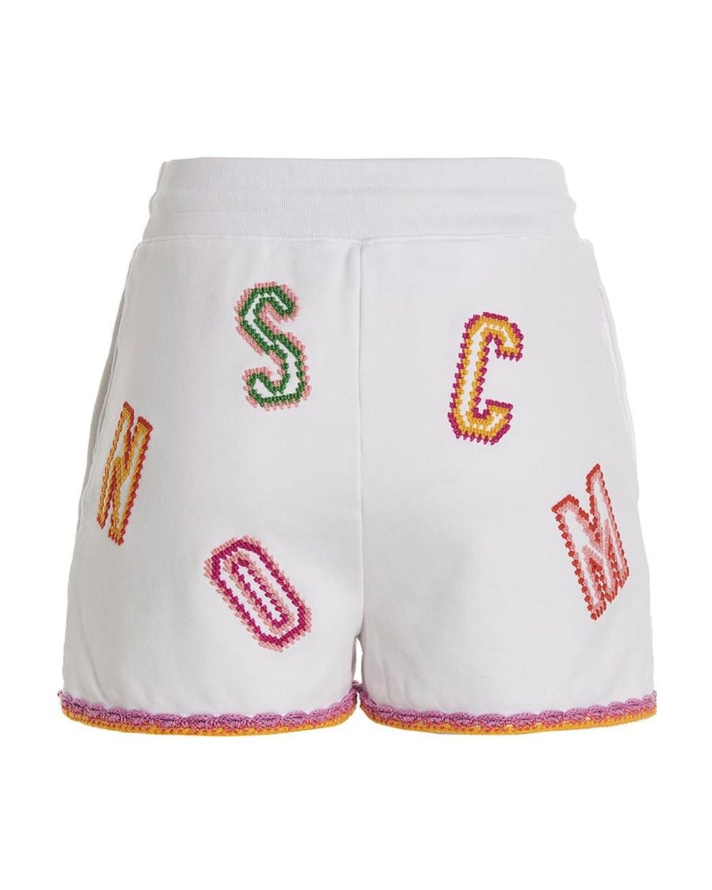 Moschino White Logo Embroidered Bermuda Shorts