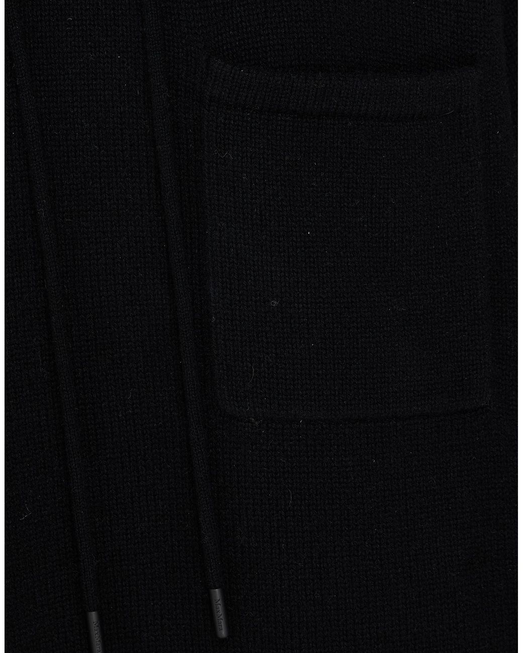Max Mara Black Solid Color Hooded Knit Sweater