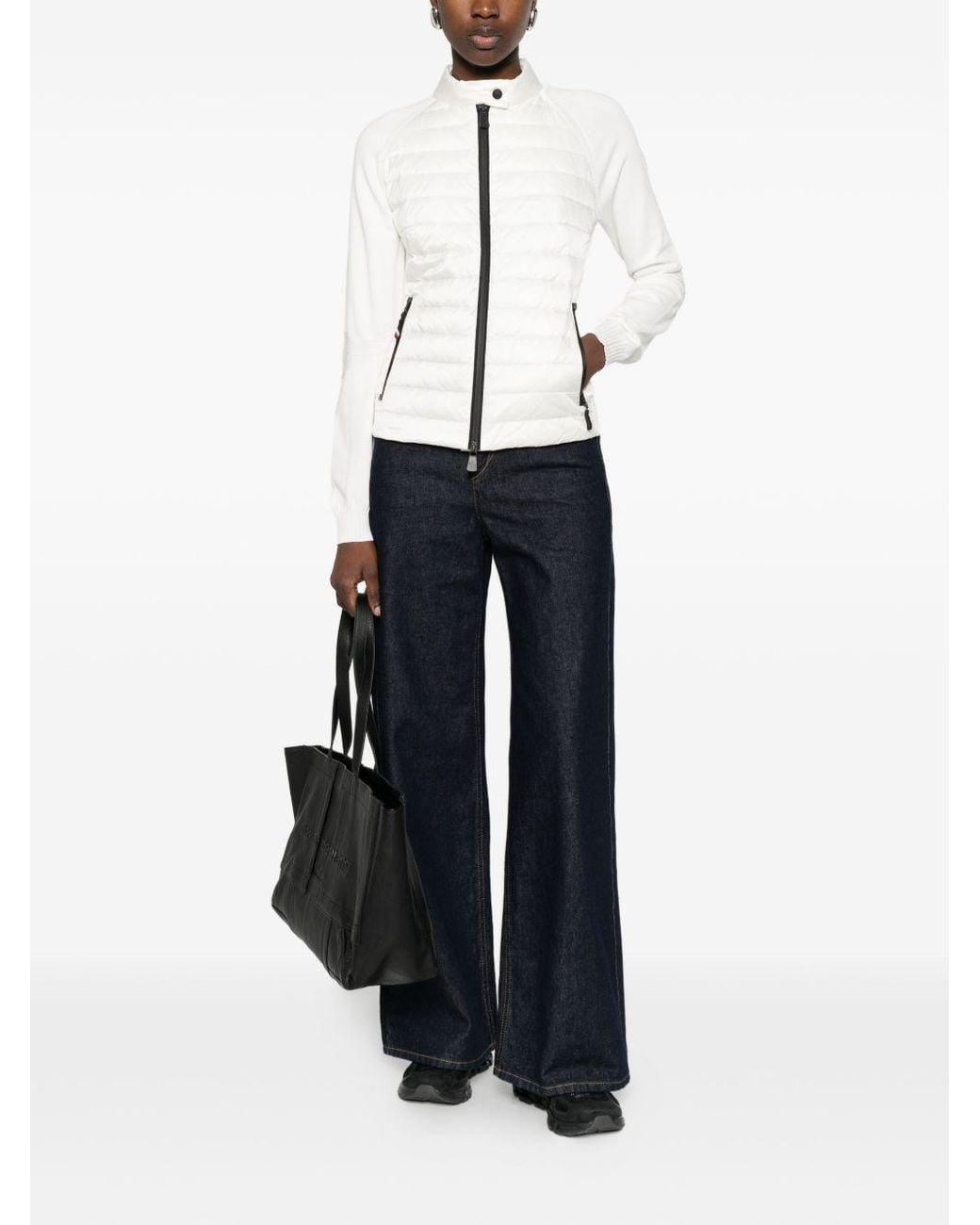 Moncler White Grenoble Tricot Quilted Cardigan