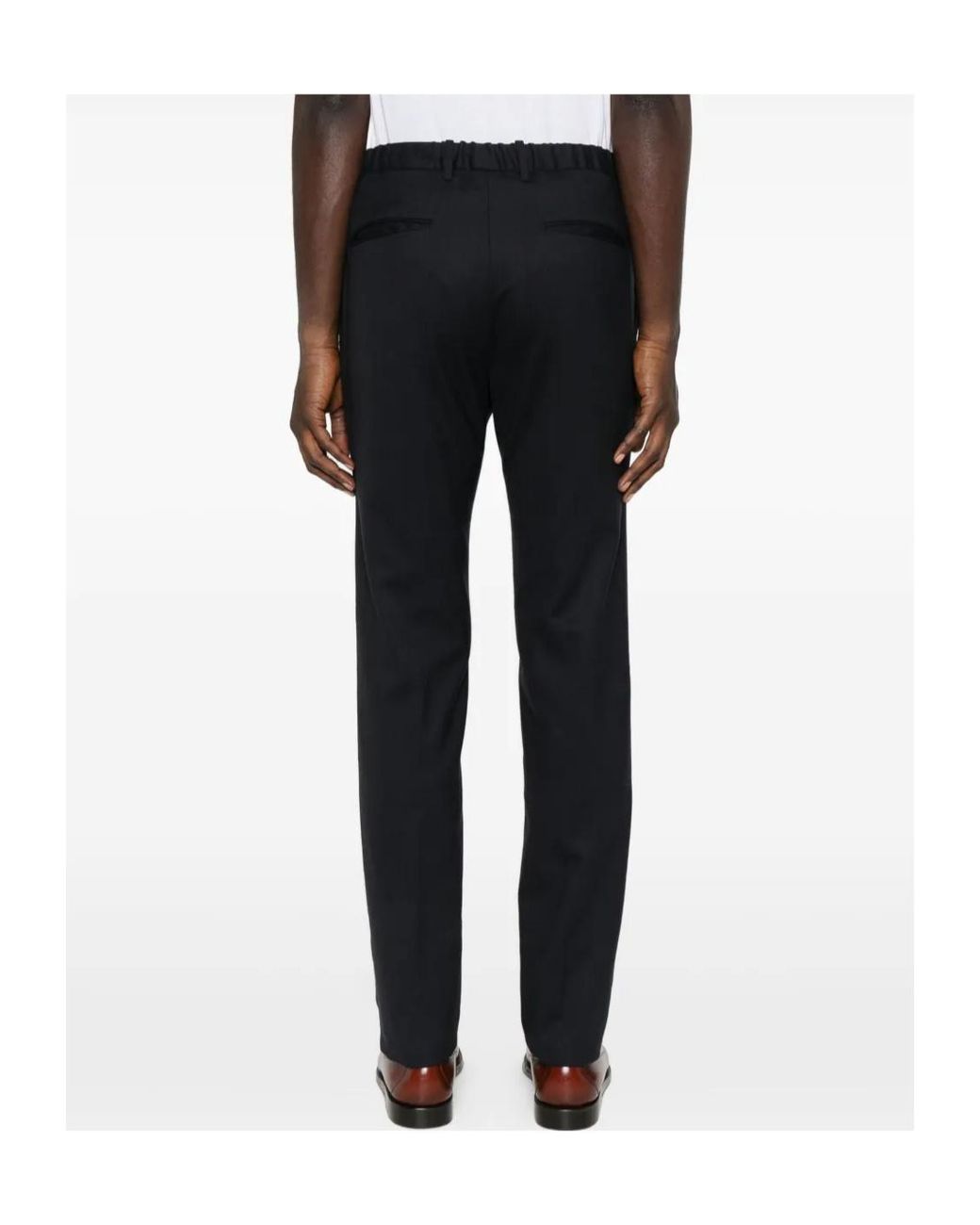 Incotex Black Elastic-Waistband Trousers for men