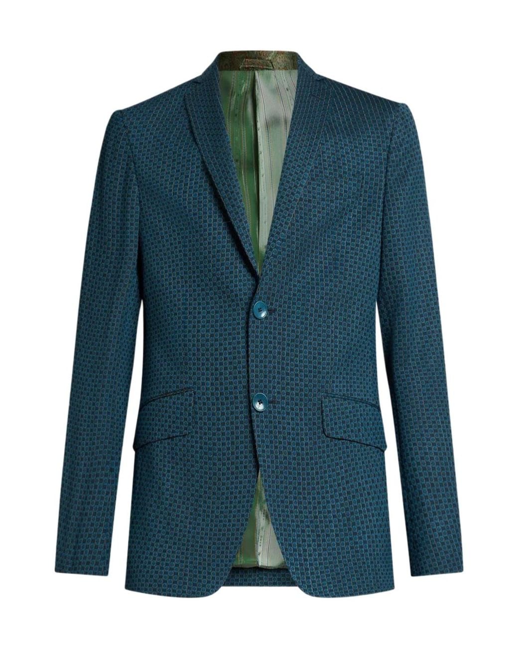 Etro Blue Check Blazer for men
